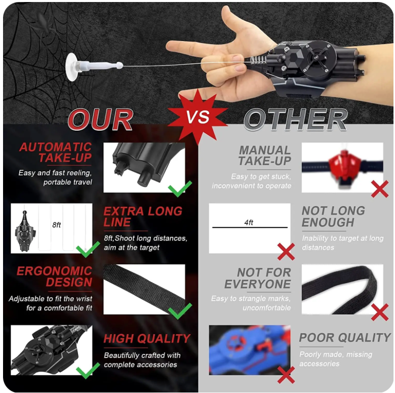 spider man cosplay wrist web launcher
